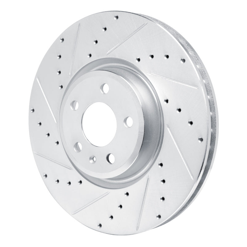 R1 Concepts R1 18-25 Audi S5 Front Left Drilled & Slotted Silver Brake Rotor