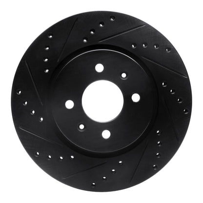 R1 Concepts R1 12-23 Hyundai Accent Front Left Drilled & Slotted Black Brake Rotor