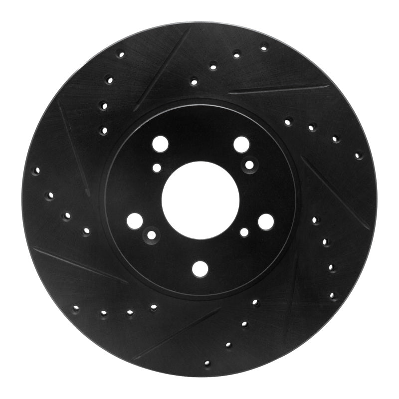 R1 Concepts R1 04-14 Acura TSX Front Left Drilled & Slotted Black Brake Rotor