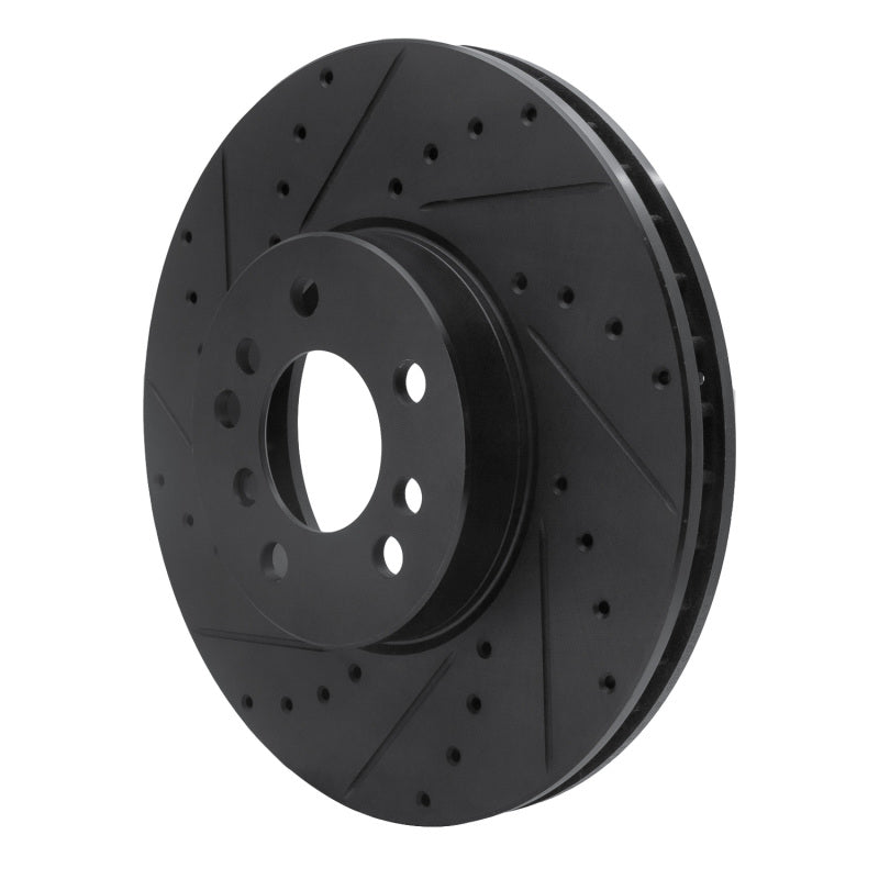 R1 Concepts R1 00-06 BMW X5 Front Left Drilled & Slotted Black Brake Rotor