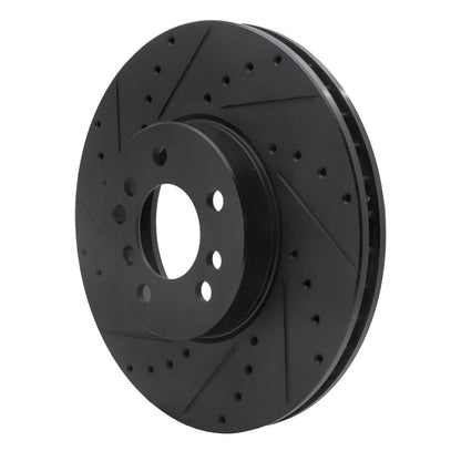 R1 Concepts R1 00-06 BMW X5 Front Left Drilled & Slotted Black Brake Rotor