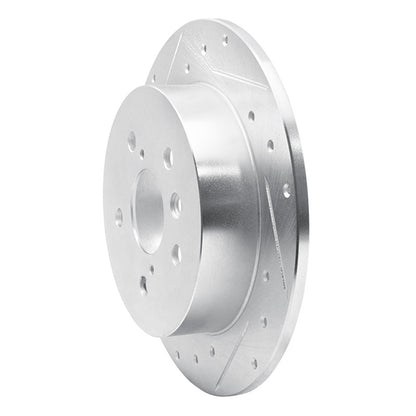 R1 Concepts R1 18-24 Toyota Camry Rear Left Drilled & Slotted Silver Brake Rotor