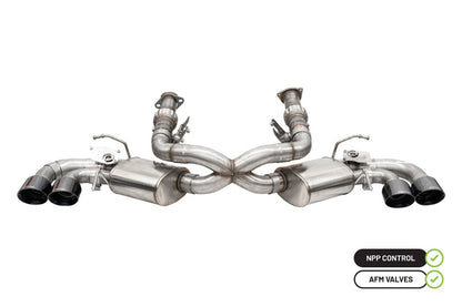 CORSA Performance Corsa 2020-25 Corvette C8 3in Valved Cat-Back 4.5in Blk Quad Tips - Fits Factory Perf Exhaust w/ AFM