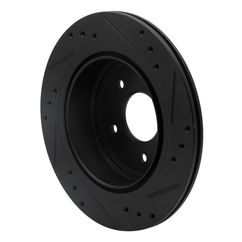 R1 Concepts R1 89-96 Nissan 300ZX Rear Left Drilled & Slotted Black Brake Rotor