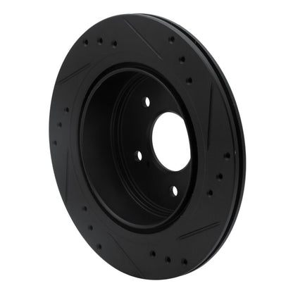 R1 Concepts R1 89-96 Nissan 300ZX Rear Left Drilled & Slotted Black Brake Rotor