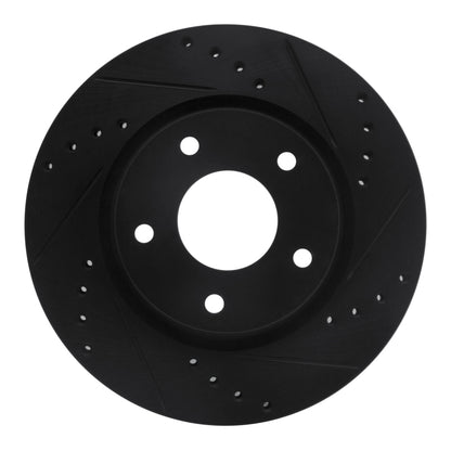 R1 Concepts R1 13-19 Nissan SENTRA Front Right Drilled & Slotted Black Brake Rotor