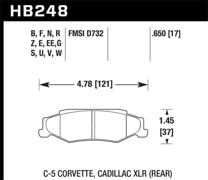 Hawk Performance Hawk 97-12 Corvette/01-04 Z06/05-09 Z51 Blue 9012 Race Rear Brake Pads