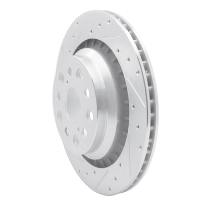 R1 Concepts R1 07-17 Lexus LS600h Left Rear Drilled & Slotted Silver Brake Rotor