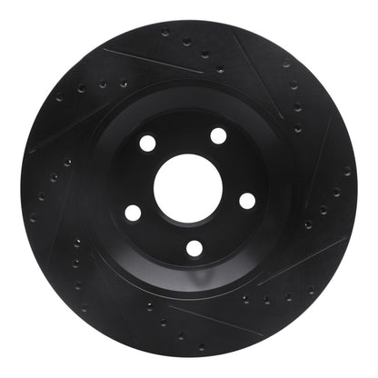 R1 Concepts R1 12-18 Jeep Wrangler Front Left Drilled & Slotted Black Brake Rotor