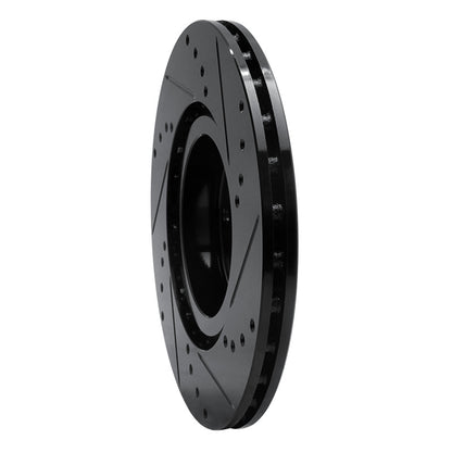 R1 Concepts R1 2012-2019 Fiat 500E Front Left Drilled & Slotted Black Brake Rotor