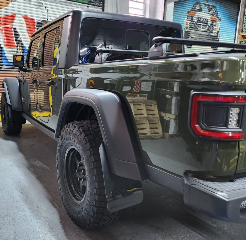 Rally Armor 19-25 Jeep JT Gladiator (Mojave/Rubicon) Black Mud Flap w/Grey Logo