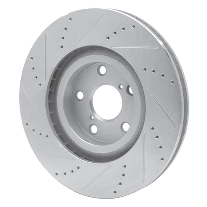 R1 Concepts R1 93-98 Toyota Supra Right Front Drilled & Slotted Silver Brake Rotor