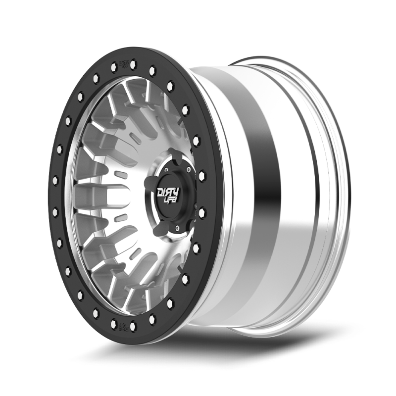 Dirty Life DT-3 17X9 5x127 -12 Offset - Machined Finish w/ Simulated Beadlock