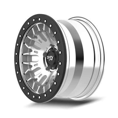 Dirty Life DT-3 17X9 5x127 -12 Offset - Machined Finish w/ Simulated Beadlock