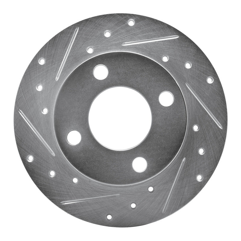 R1 Concepts R1 82-98 Audi Cabriolet Rear Left Drilled & Slotted Silver Brake Rotor