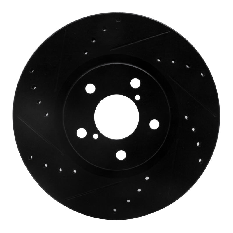 R1 Concepts R1 17-23 Subaru Impreza Front Left Drilled & Slotted Black Brake Rotor