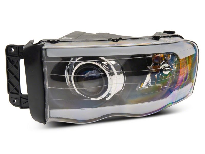 Raxiom 02-05 Dodge RAM 1500 LED Projector Headlights w/ SEQL LED Bar- Black Housing (Clear Lens)