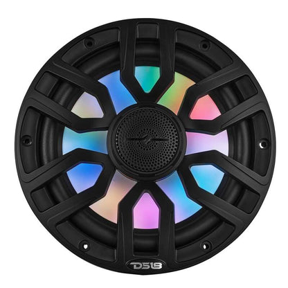 DS18 Marine 8in 2-Way 175 Watts RMS 4 ohm Digital LED Lights Bullet Tweeter Covers Included Black