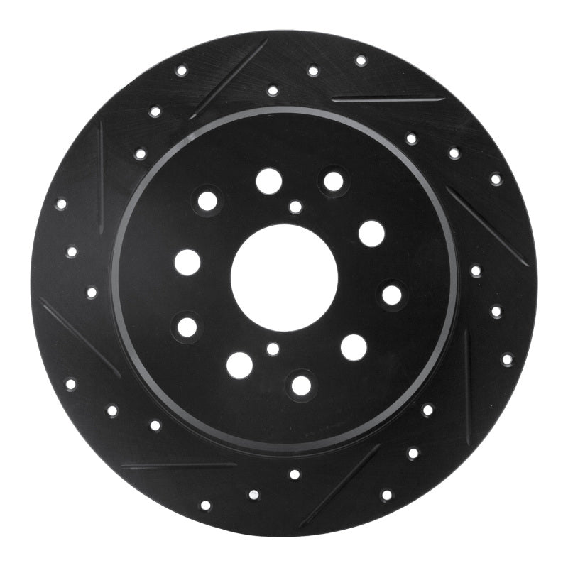 R1 Concepts R1 98-10 Lexus GS430 Rear Left Drilled & Slotted Black Brake Rotor