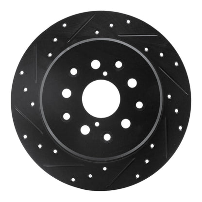 R1 Concepts R1 98-10 Lexus GS430 Rear Left Drilled & Slotted Black Brake Rotor
