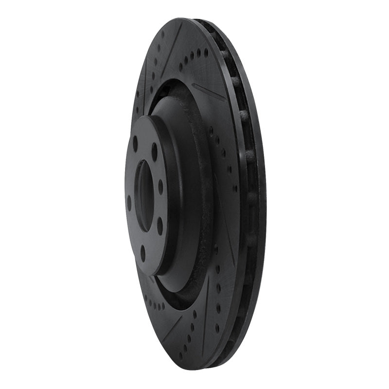 R1 Concepts R1 05-11 Audi A6 Quattro Rear Left Drilled & Slotted Black Brake Rotor
