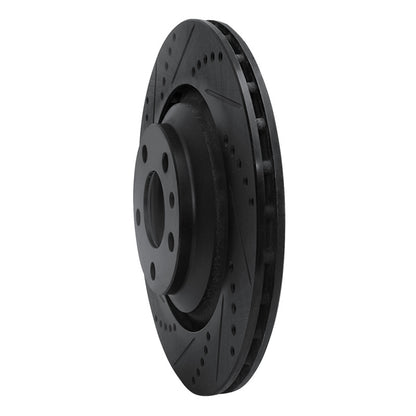 R1 Concepts R1 05-11 Audi A6 Quattro Rear Left Drilled & Slotted Black Brake Rotor