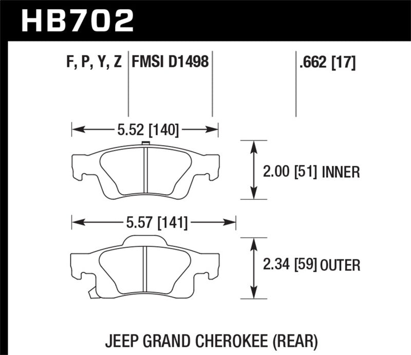 Hawk Performance Hawk 11-12 Dodge Durango / 11-12 Jeep Grand Cherokee LTS Rear Street Brake Pads