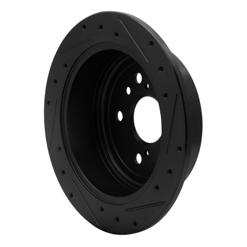 R1 Concepts R1 04-09 Lexus RX350 Rear Left Drilled & Slotted Black Brake Rotor