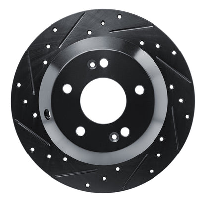 R1 Concepts R1 15-20 Kia Sorento Rear Left Drilled & Slotted Black Brake Rotor