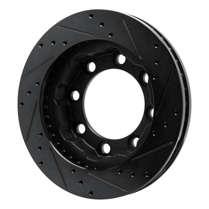 R1 Concepts R1 77-93 Chevrolet V30 & V3500 Pickup Front Left Drilled & Slotted Black Brake Rotor