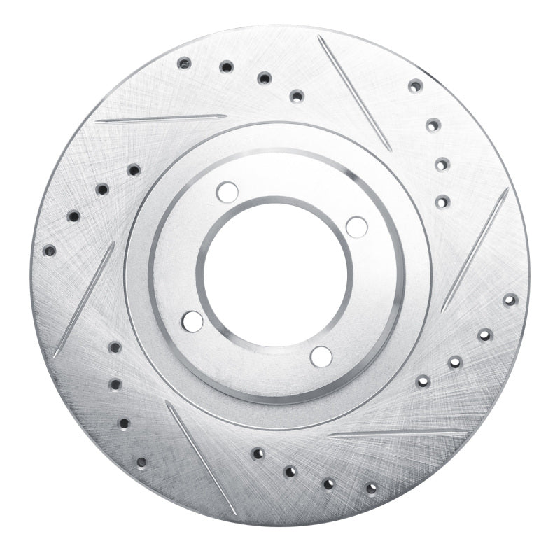 R1 Concepts R1 85-88 Toyota Cressida Front Right Drilled & Slotted Silver Brake Rotor