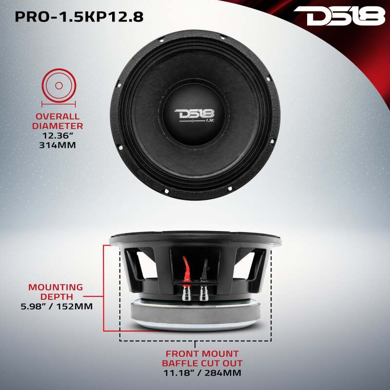 DS18 12in 1500 Watts RMS 8 ohm Mid-Bass Loudspeaker