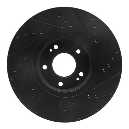 R1 Concepts R1 07-12 Hyundai Veracruz Front Left Drilled & Slotted Black Brake Rotor