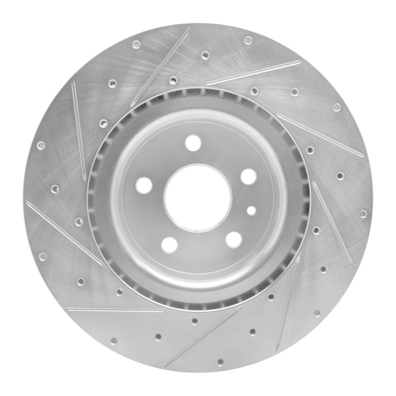 R1 Concepts R1 12-21 Tesla Model X Front Right Drilled & Slotted Silver Brake Rotor