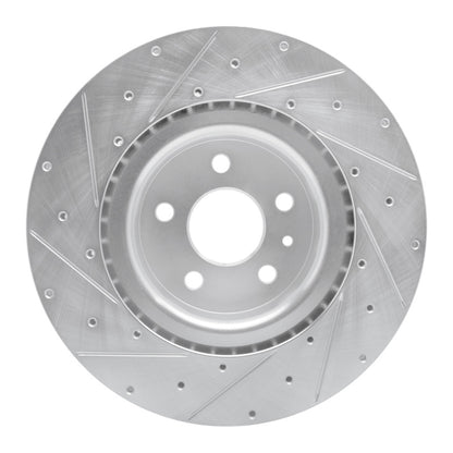 R1 Concepts R1 12-21 Tesla Model X Front Right Drilled & Slotted Silver Brake Rotor