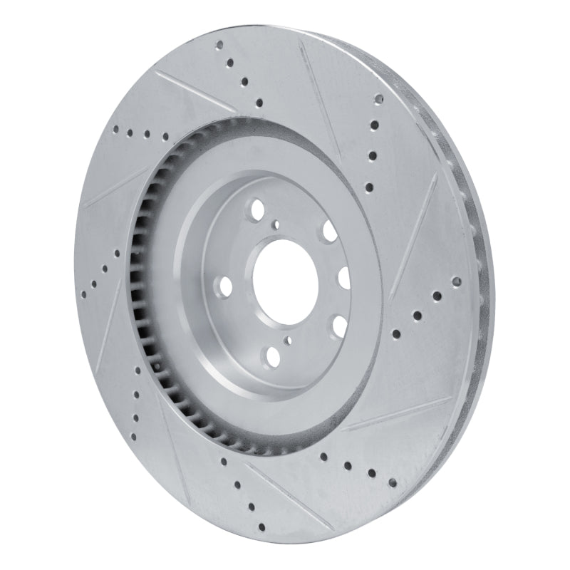R1 Concepts R1 13-25 Lexus RC300 Left Front Drilled & Slotted Silver Brake Rotor