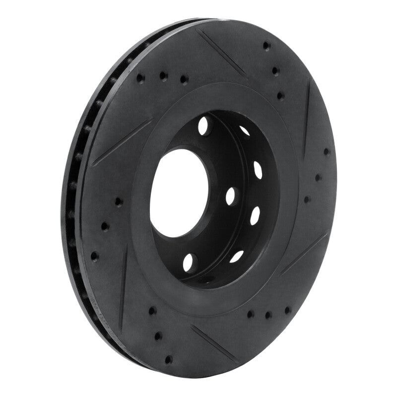R1 Concepts R1 00-03 Audi A8 Rear Left Drilled & Slotted Black Brake Rotor