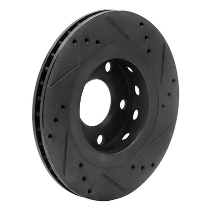 R1 Concepts R1 00-03 Audi A8 Rear Left Drilled & Slotted Black Brake Rotor
