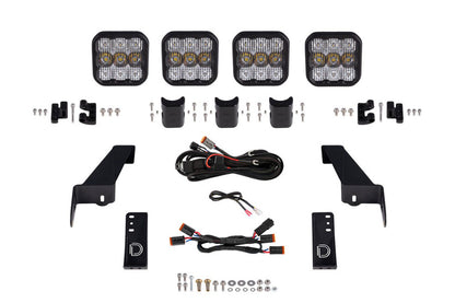 Diode Dynamics Jeep JL SS5 4-Pod CrossLink Grille Lightbar Kit Pro - White Combo