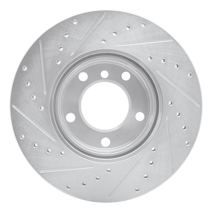 R1 Concepts R1 96-03 BMW 528I Front Right Drilled & Slotted Silver Brake Rotor