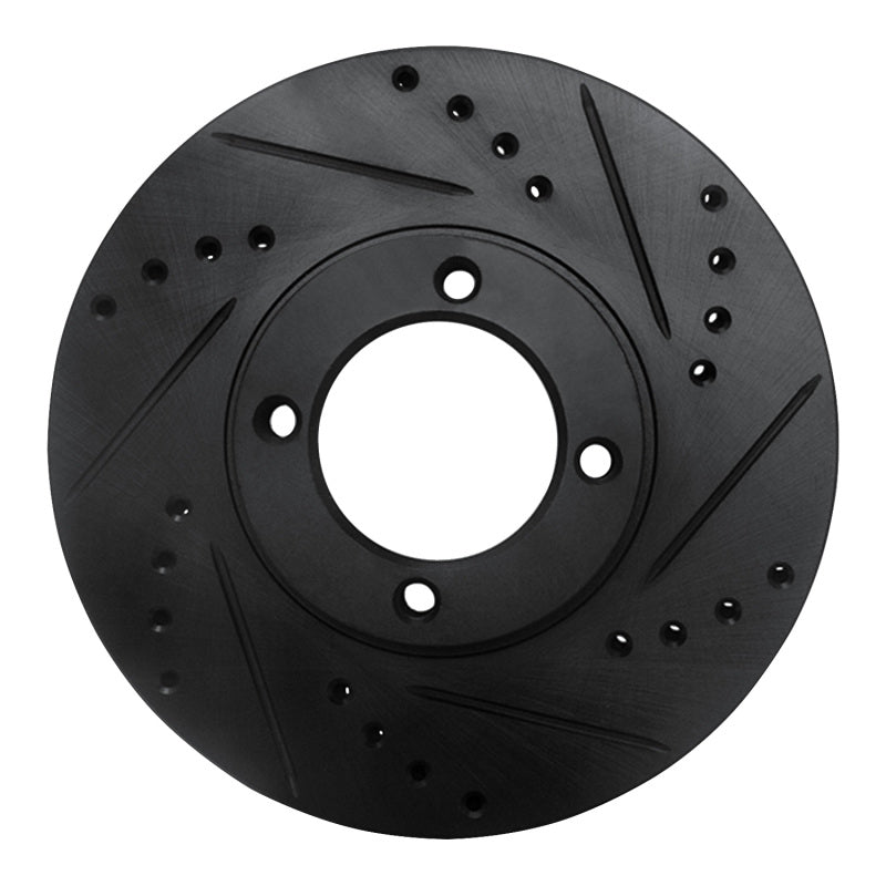 R1 Concepts R1 86-89 Toyota Van Front Right Drilled & Slotted Black Brake Rotor