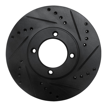 R1 Concepts R1 86-89 Toyota Van Front Right Drilled & Slotted Black Brake Rotor