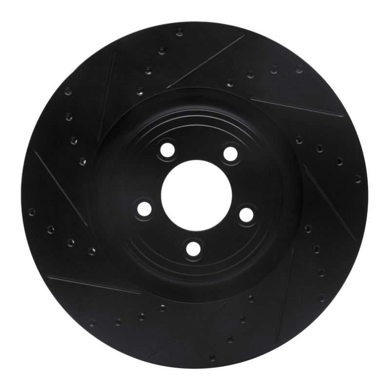 R1 Concepts R1 06-21 Jaguar F-Type Front Left Drilled & Slotted Black Brake Rotor
