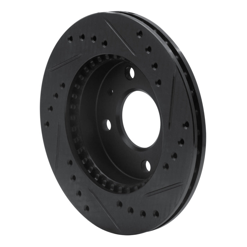 R1 Concepts R1 95-00 Nissan 200SX Front Left Drilled & Slotted Black Brake Rotor