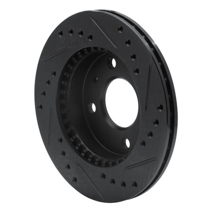 R1 Concepts R1 95-00 Nissan 200SX Front Left Drilled & Slotted Black Brake Rotor