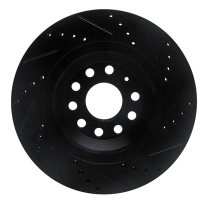 R1 Concepts R1 15-25 Volkswagen GTI Rear Left Drilled & Slotted Black Brake Rotor