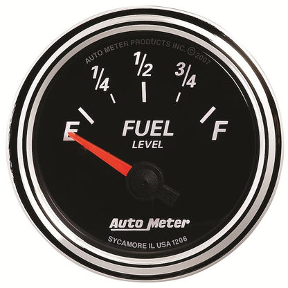 Autometer Designer Black II 52mm 240 Ohm Empty/33 Ohm Full Fuel Level Gauge