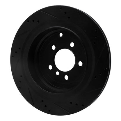 R1 Concepts R1 06-12 Land Rover Range Rover Rear Left Drilled & Slotted Black Brake Rotor