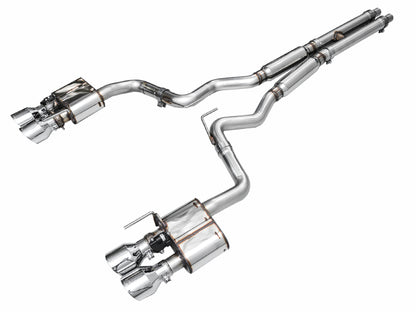 AWE Tuning AWE 2024 Ford Mustang GT Fastback S650 RWD SwitchPath Cat-Back Exhaust w/ Quad Chrome Silver Tips