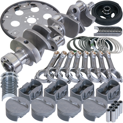 Eagle Chevy 350 1Pc 3.750in Crank 6.000in I-Beam Rods 4.060in Pistons 168 Tooth FP Balanced Assembly
